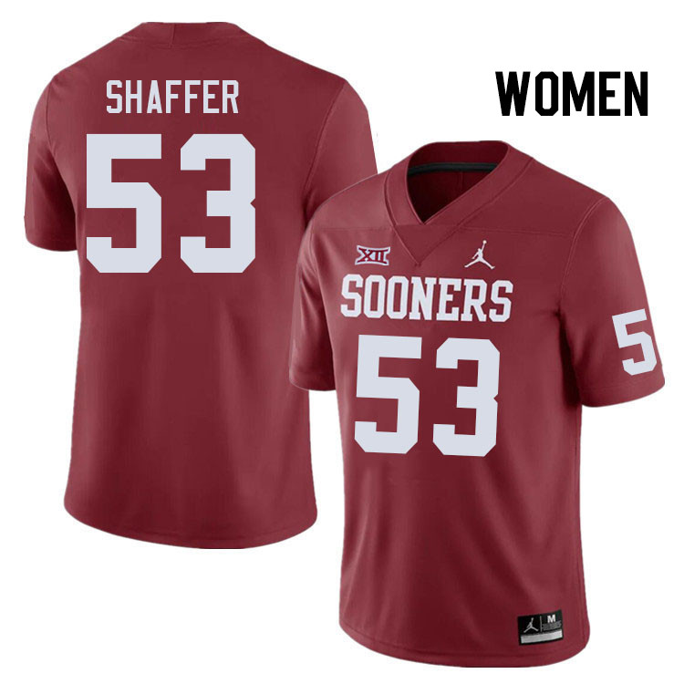 Women #53 Caleb Shaffer Oklahoma Sooners College Football Jerseys Stitched-Crimson